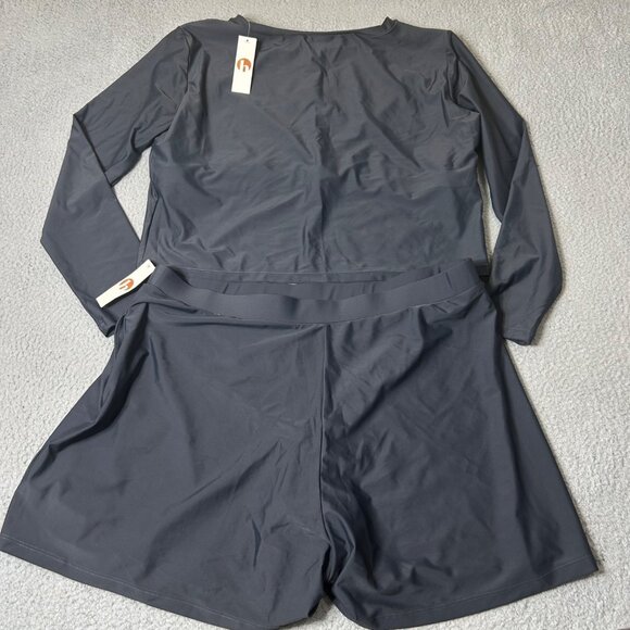 Honey Mark Swim Set 3XL Gray Sugar Skort & Rash Guard Top 2 Piece Set NEW - Picture 2 of 10